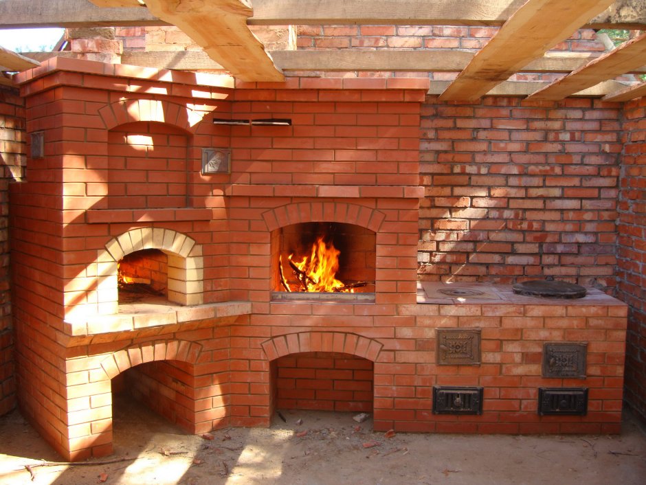 Барбекю комплекс с русской печкой