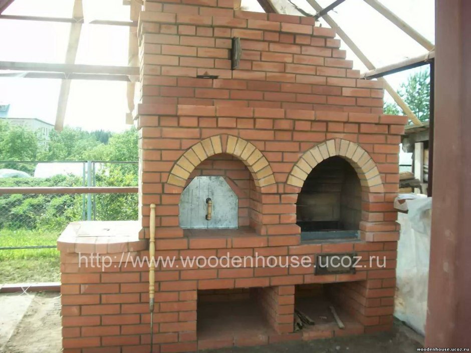 Мини русская печь из кирпича для беседки