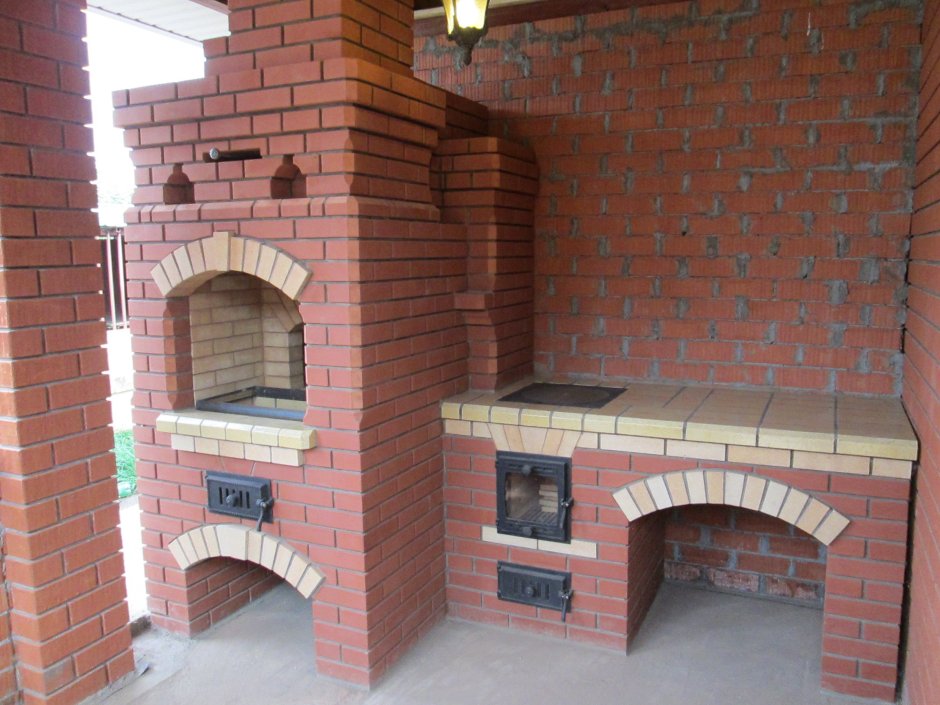 Мини русская печь с мангалом