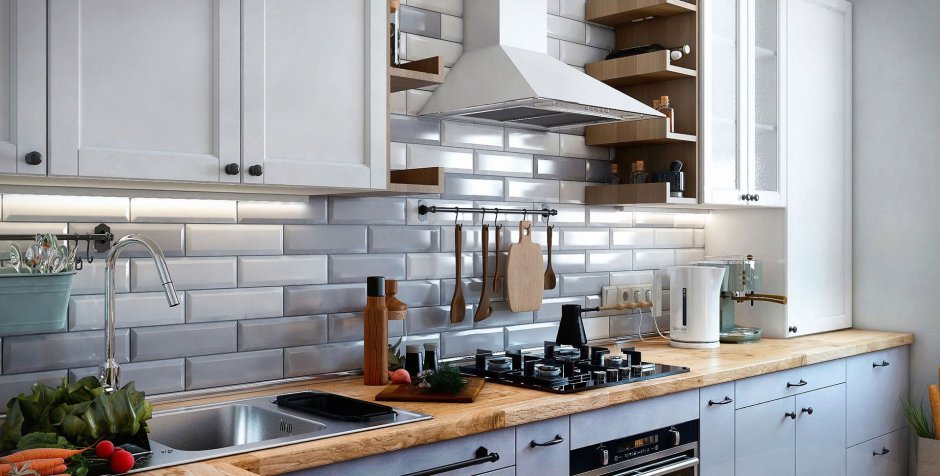 Плитка на фартук для кухни кирпичики