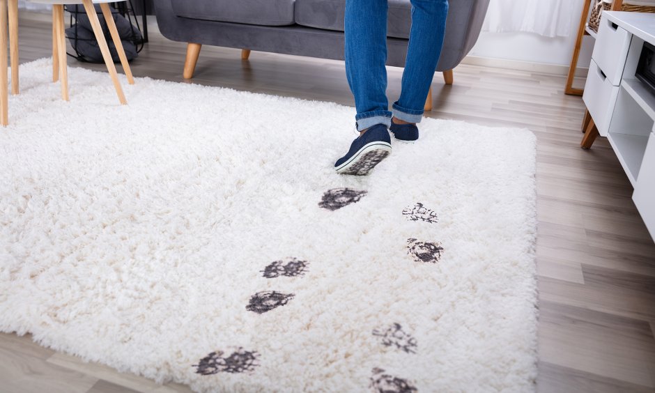 Следы обуви на ковре