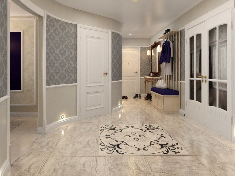 Мраморный пол в прихожей