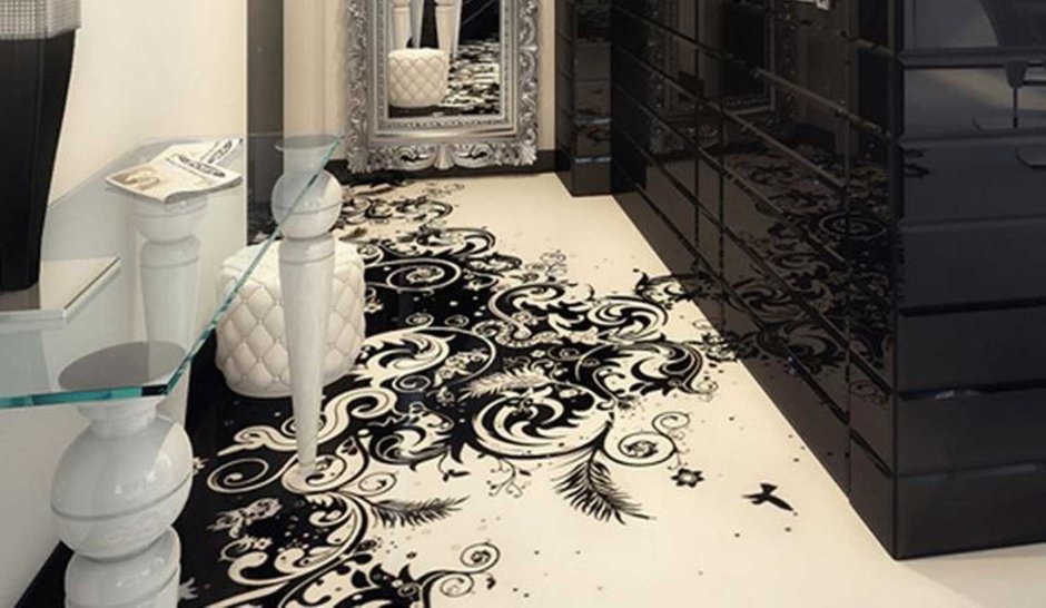 Наливной пол черно белый