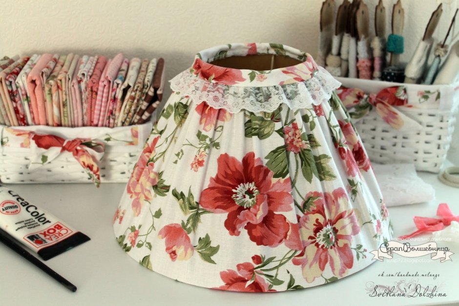 Декорирование торшера тканью