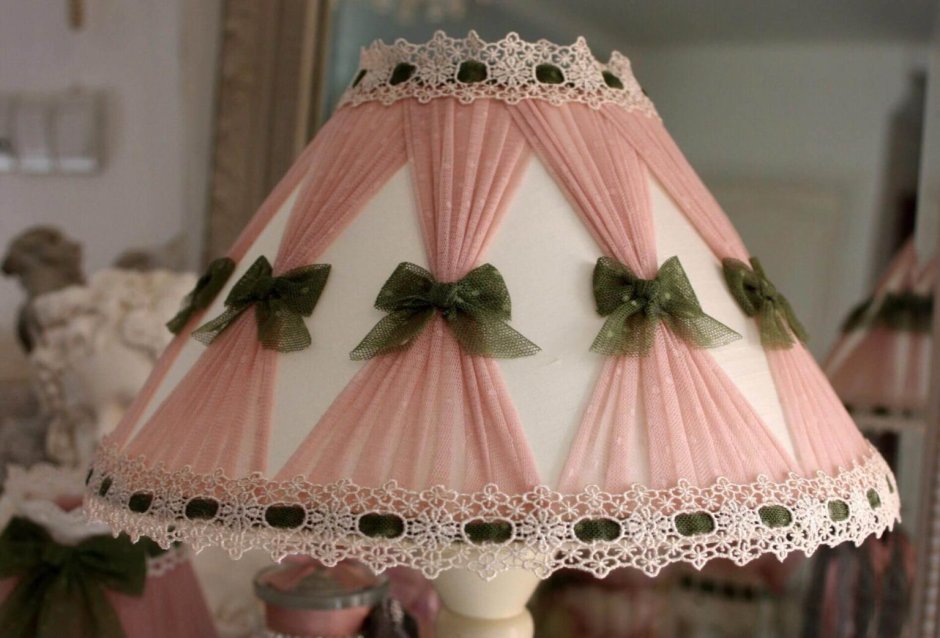 Декор абажура кружевом
