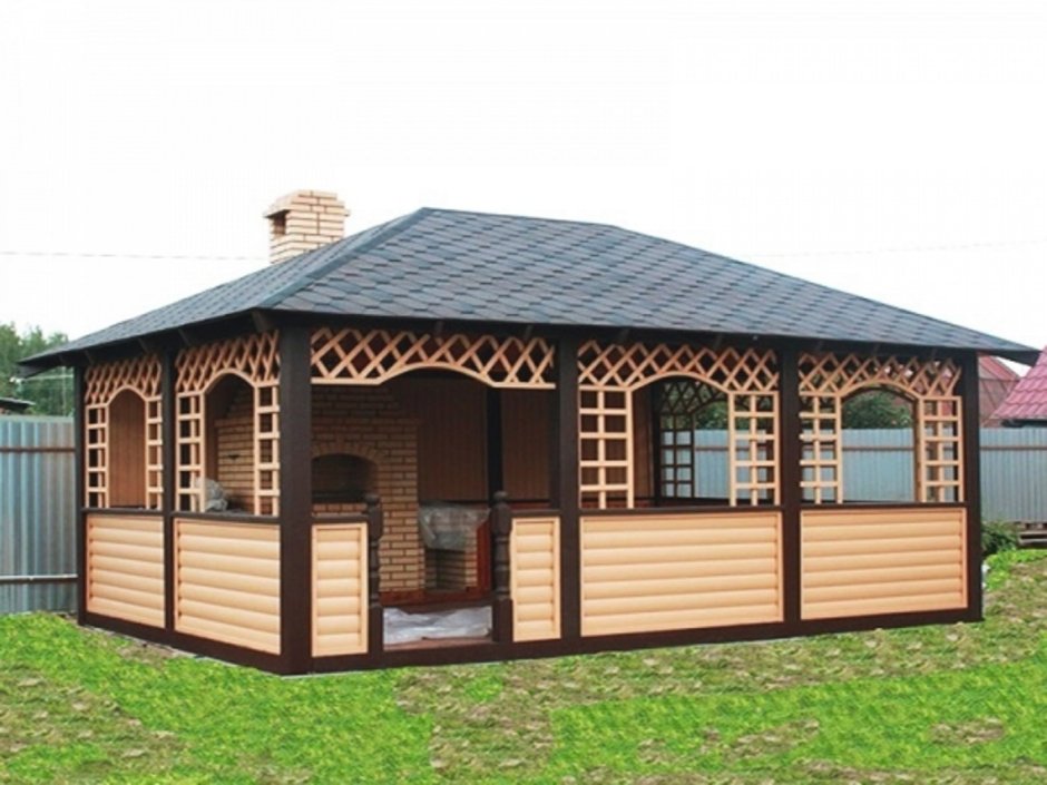 Беседка обшитая сайдингом