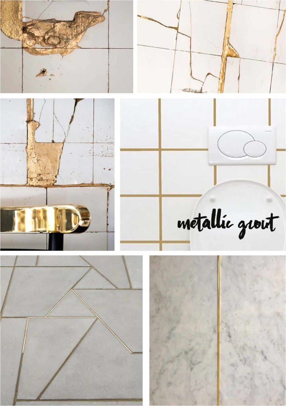 Золотая затирка для плитки в интерьере