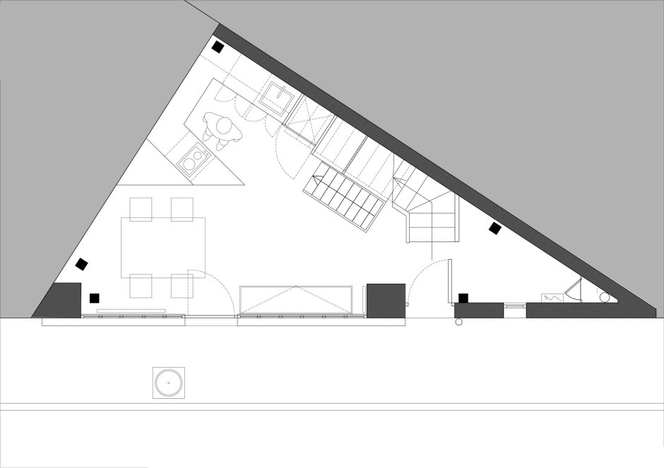 Гараж угловой треугольный