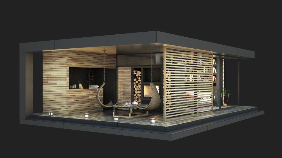 Баня и беседка в стиле хайтек