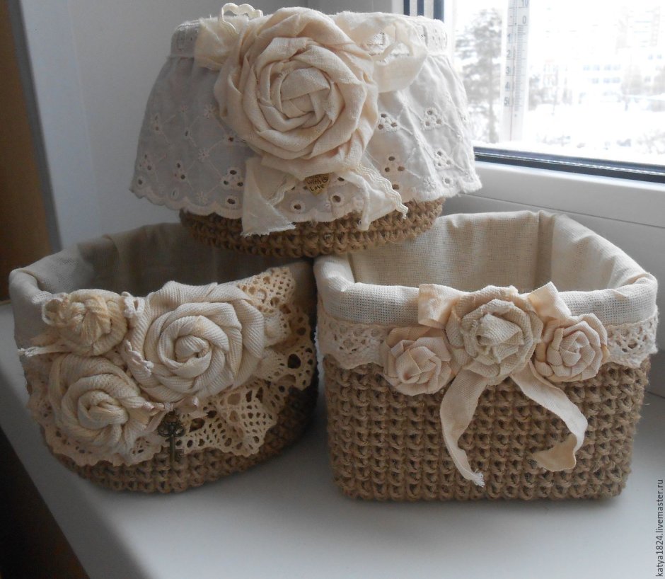 Декор коробки джутом