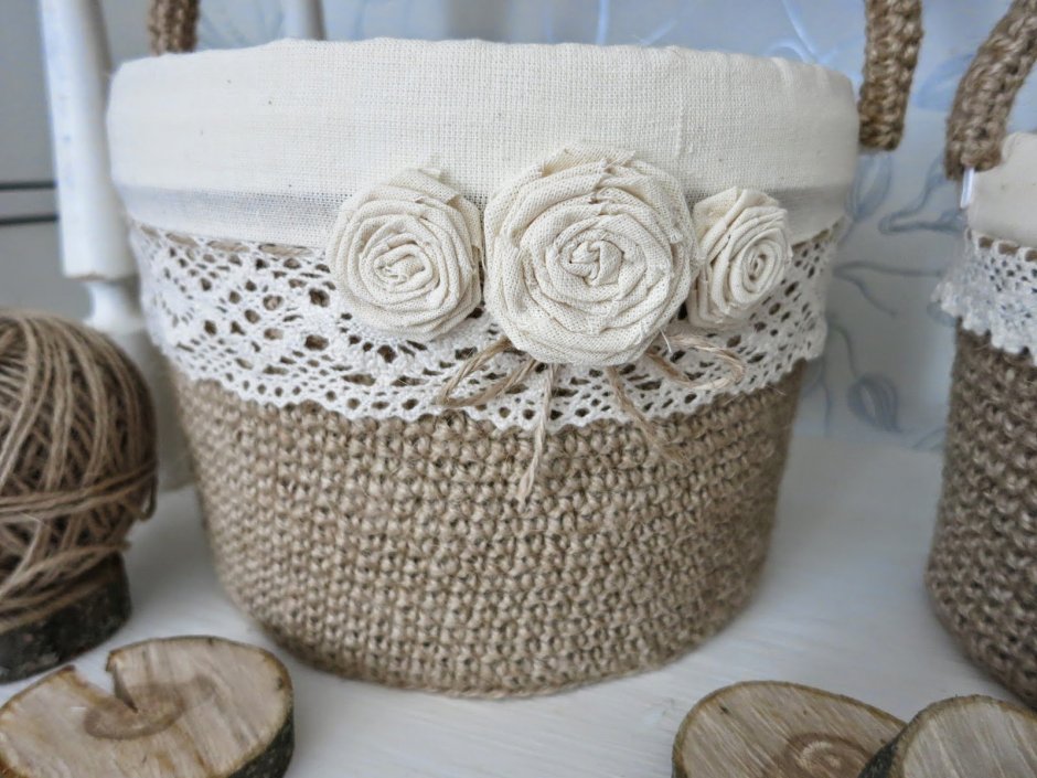 Корзинки из шпагата джутового