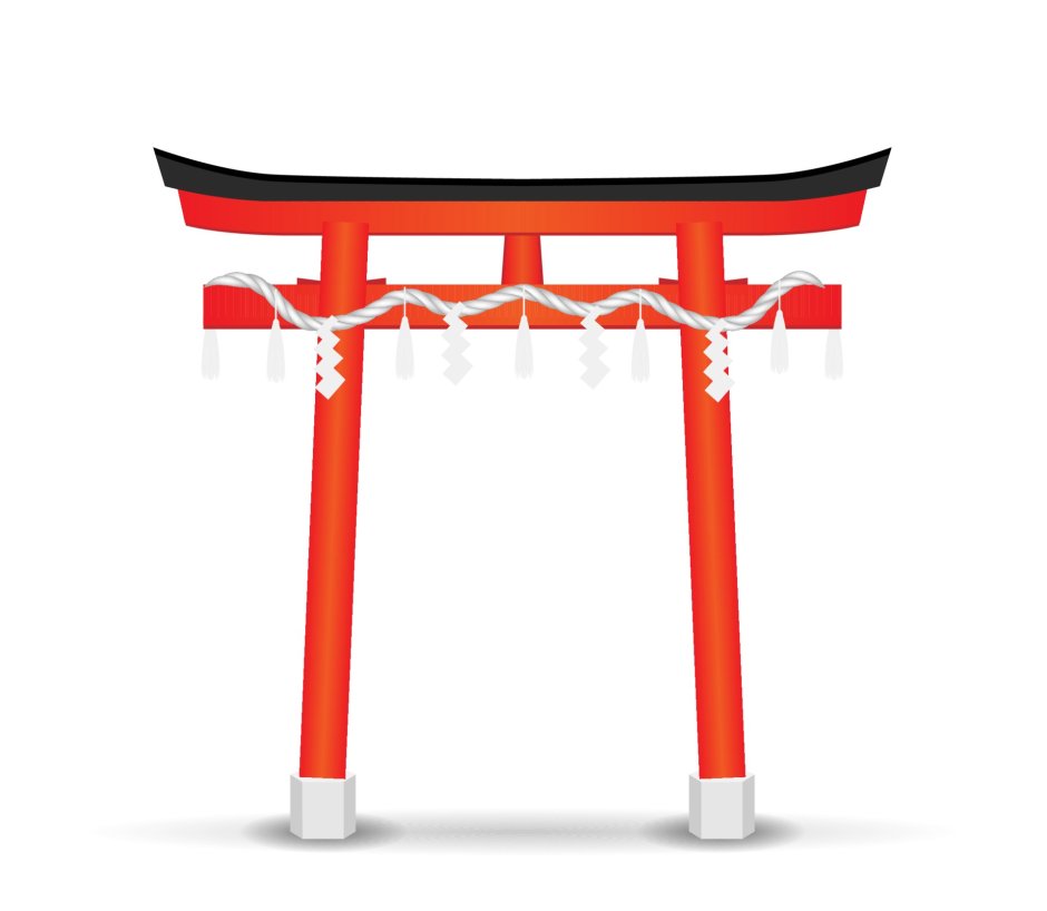 Синтоистские врата на белом фоне