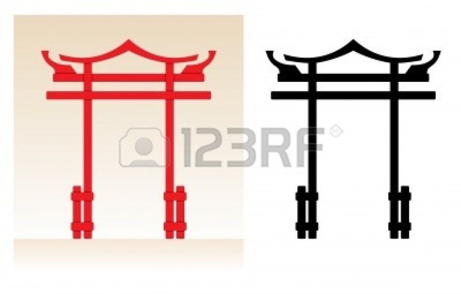 Силуэт ворота Япония