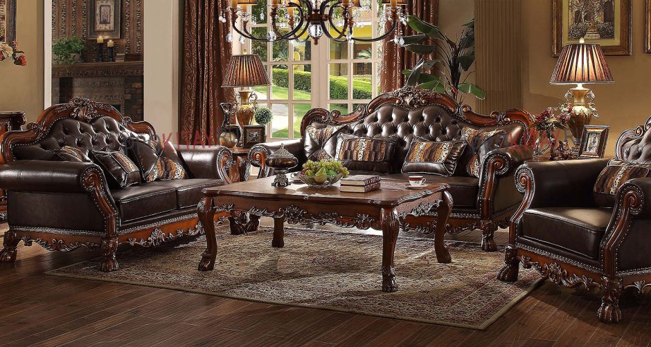 Диван в классический интерьер темный орех