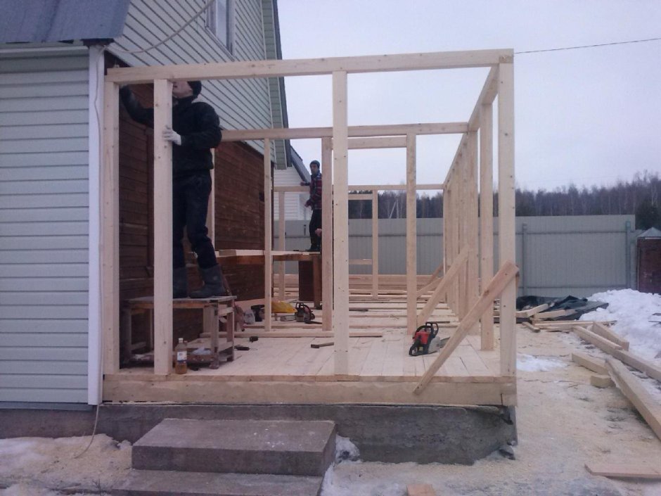 Каркас террасы из бруса 150х150