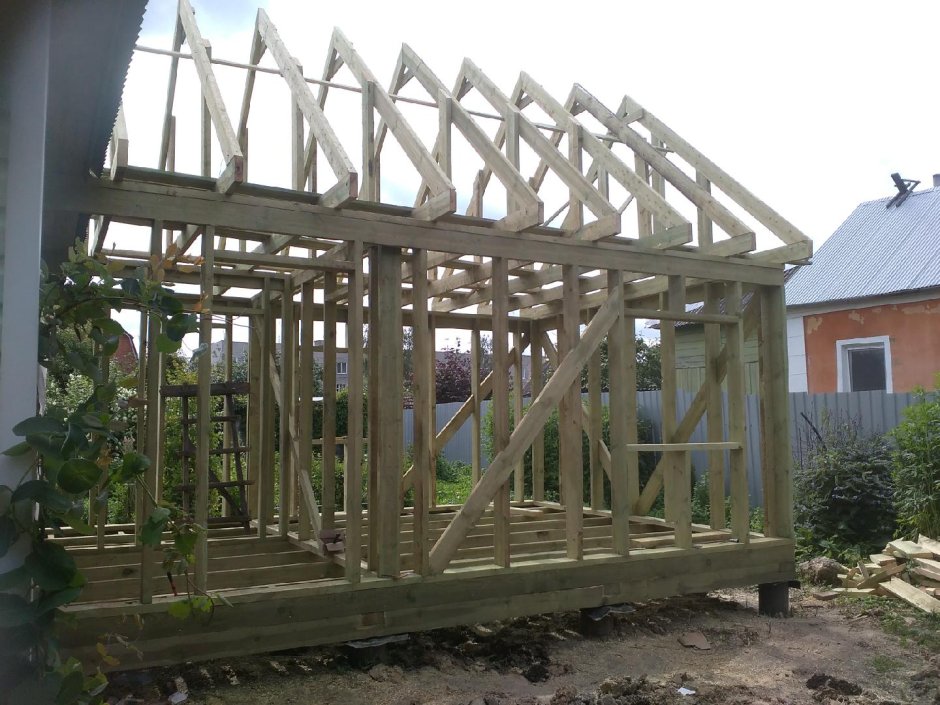 Каркасный пристрой к деревянному