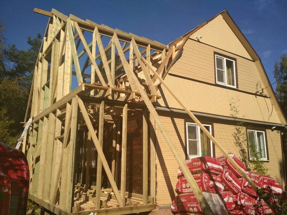 Каркасная двухэтажная пристройка