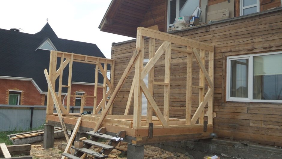 Каркас террасы из бруса