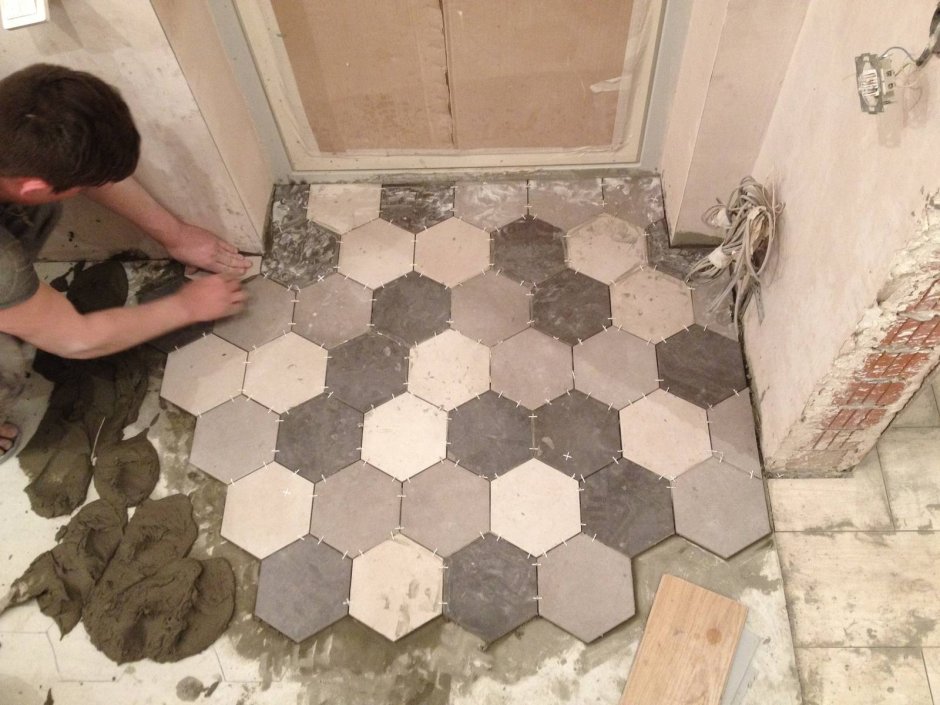 Укладка плитки шестигранник