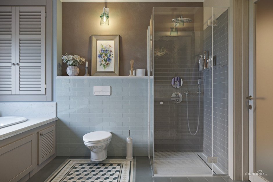 Встроенные полочки в душевой