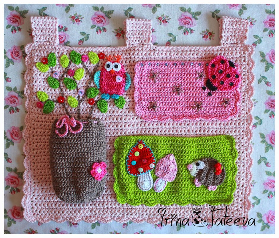 Подвесная вязаная корзинка