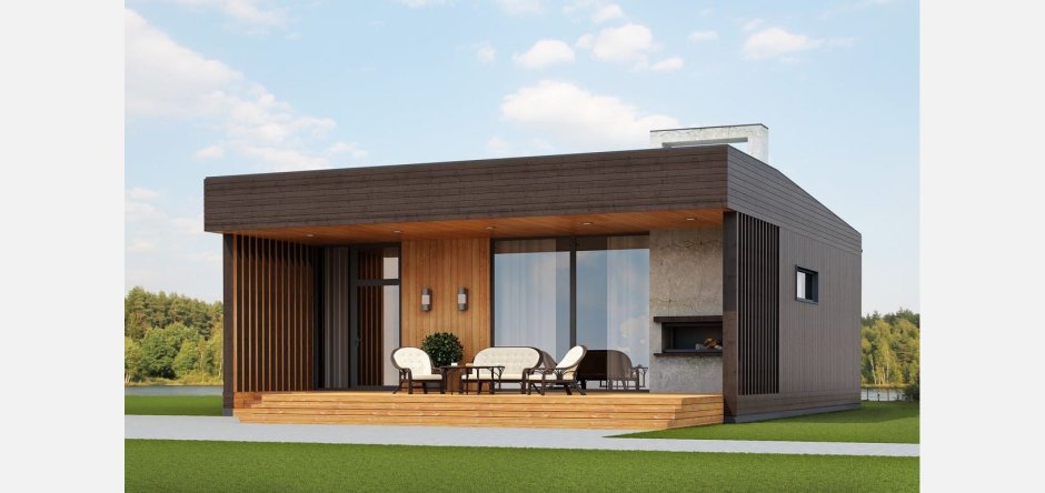 Tiny House с односкатной крышей планировка