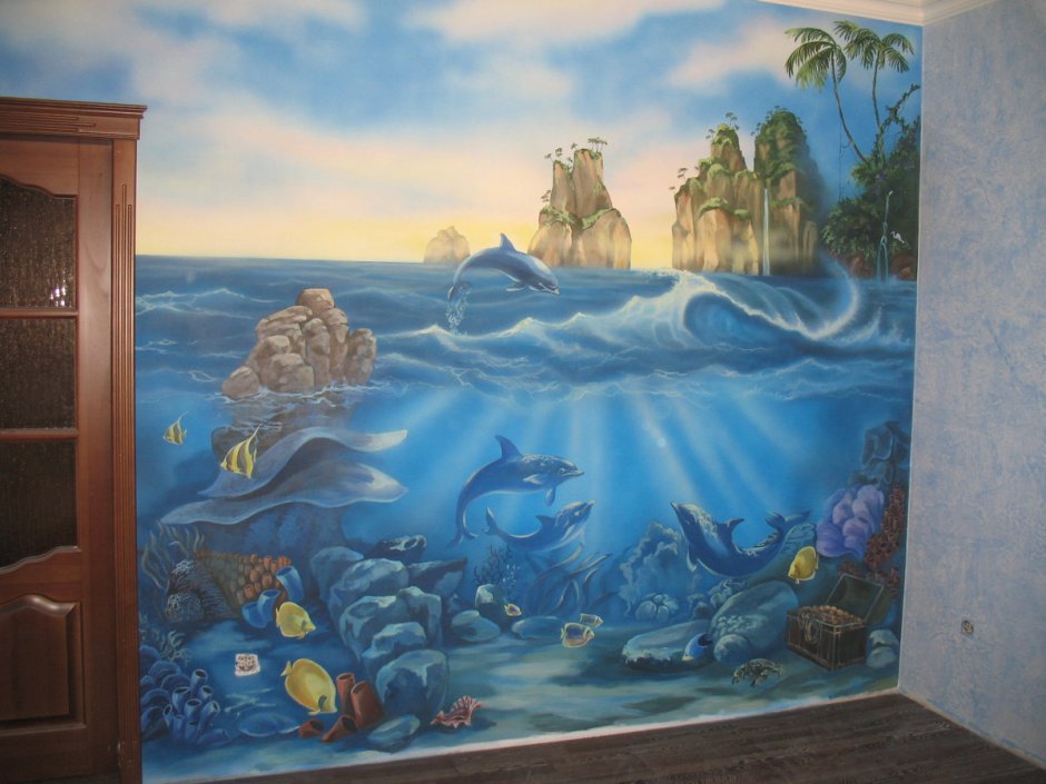 Роспись стен морская тематика