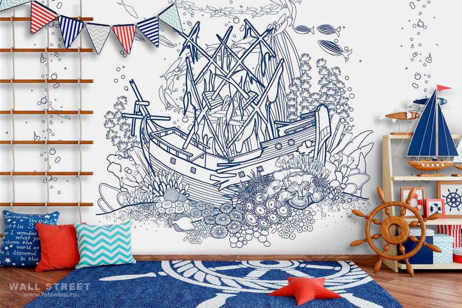 Фотообои для мальчика корабль