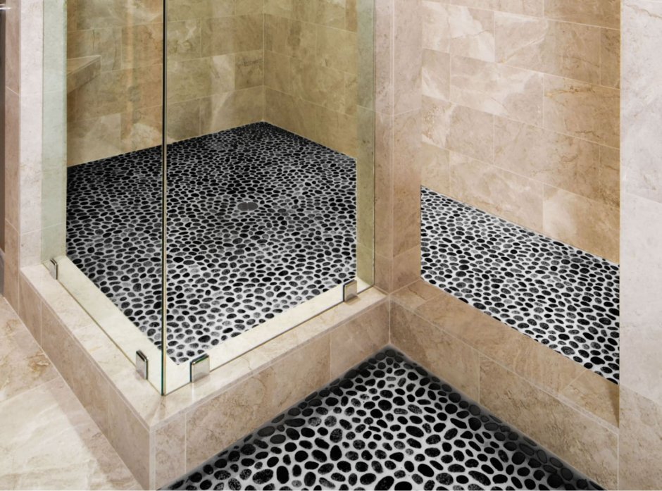 Пол из гальки в ванной