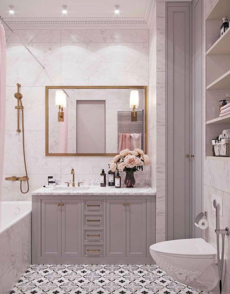 Санузел плитка метротил стиль Неоклассика