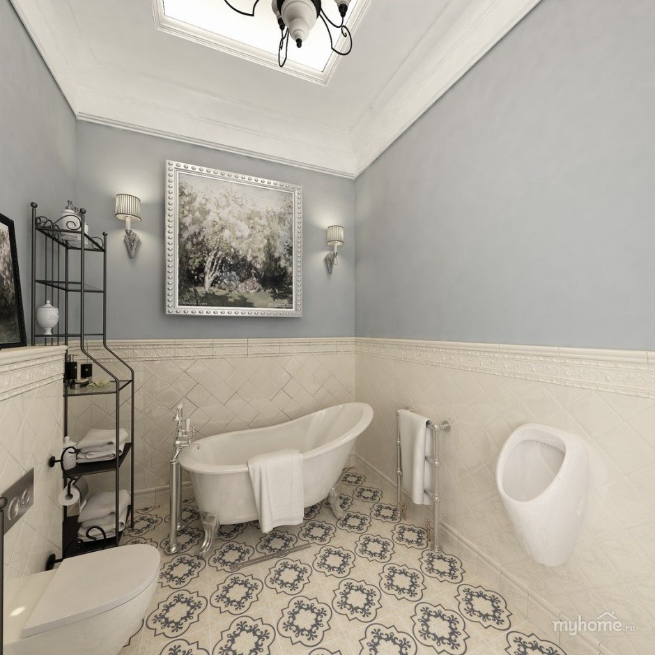 Санузел плитка метротил стиль Неоклассика