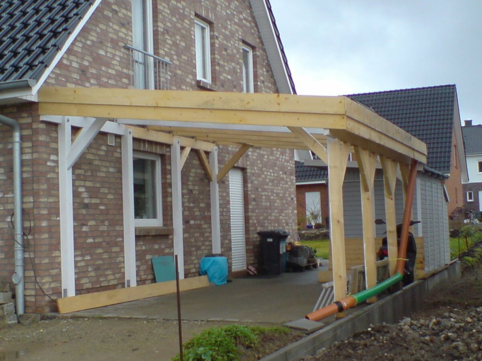 Каркасный навес к дому