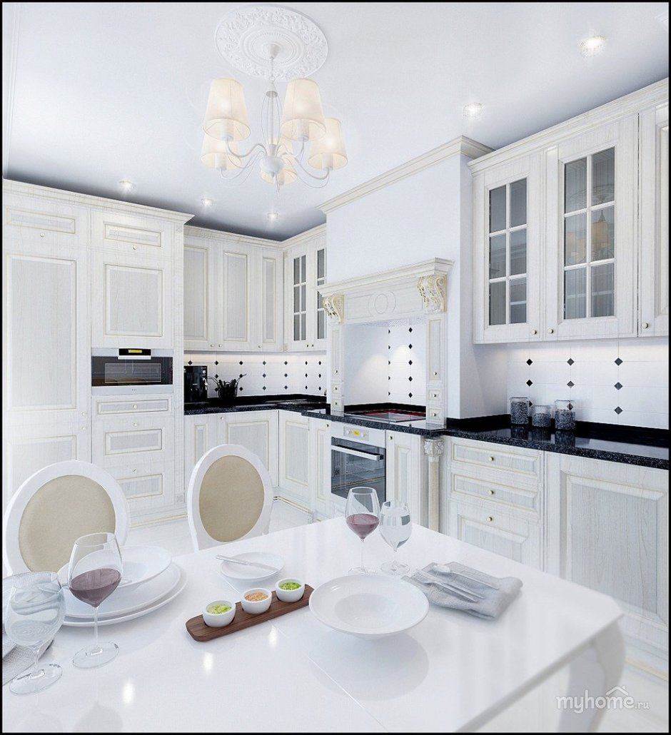 Современная классическая кухня белая