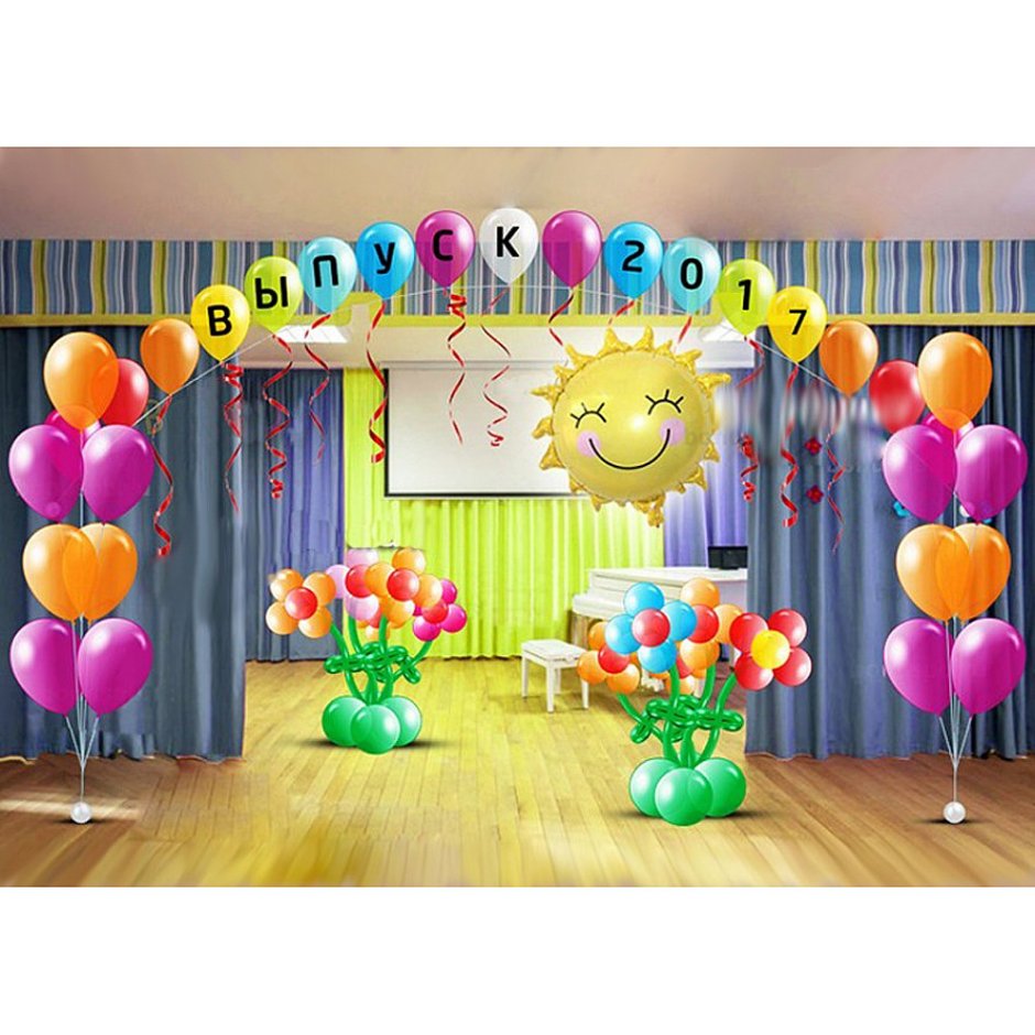 Украшение шарами на выпускной в детском саду