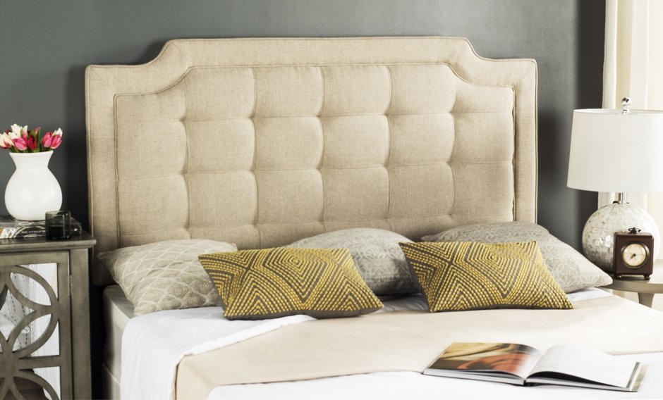 Queen Bed with Safavieh Arabelle Tufted Headboard