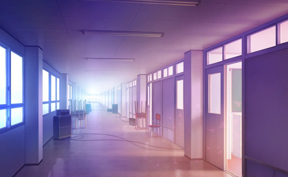 Коридор школы аниме