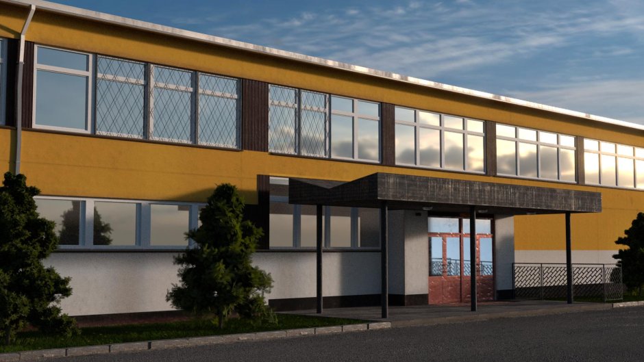 Отделка фасада школы