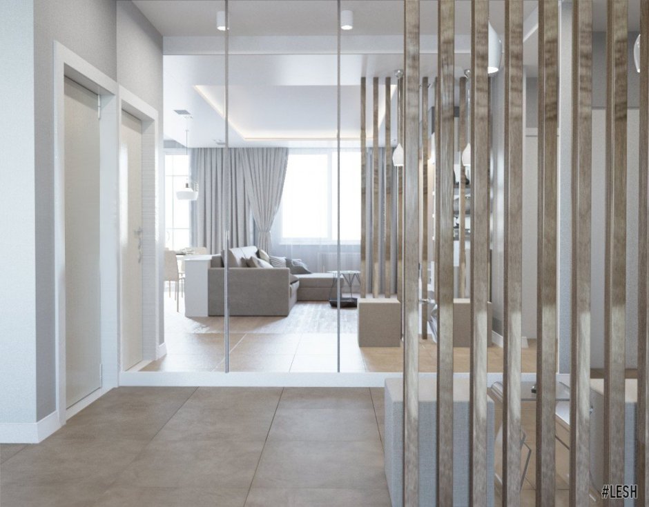 Зеркальная перегородка для зонирования комнаты