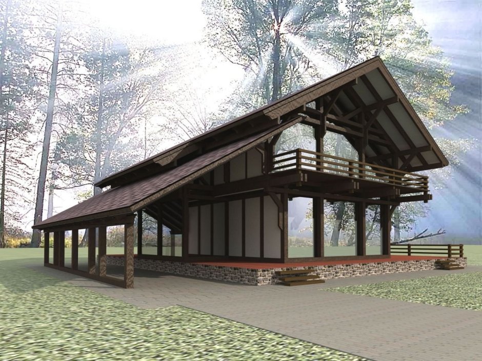 Беседка гриль Шале фахверк