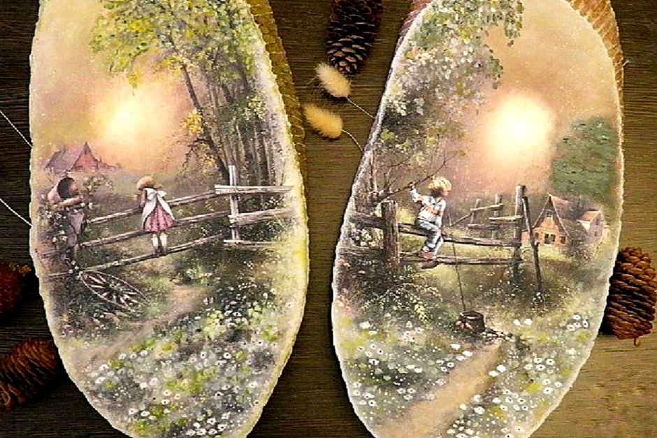 Живопись на срезе дерева
