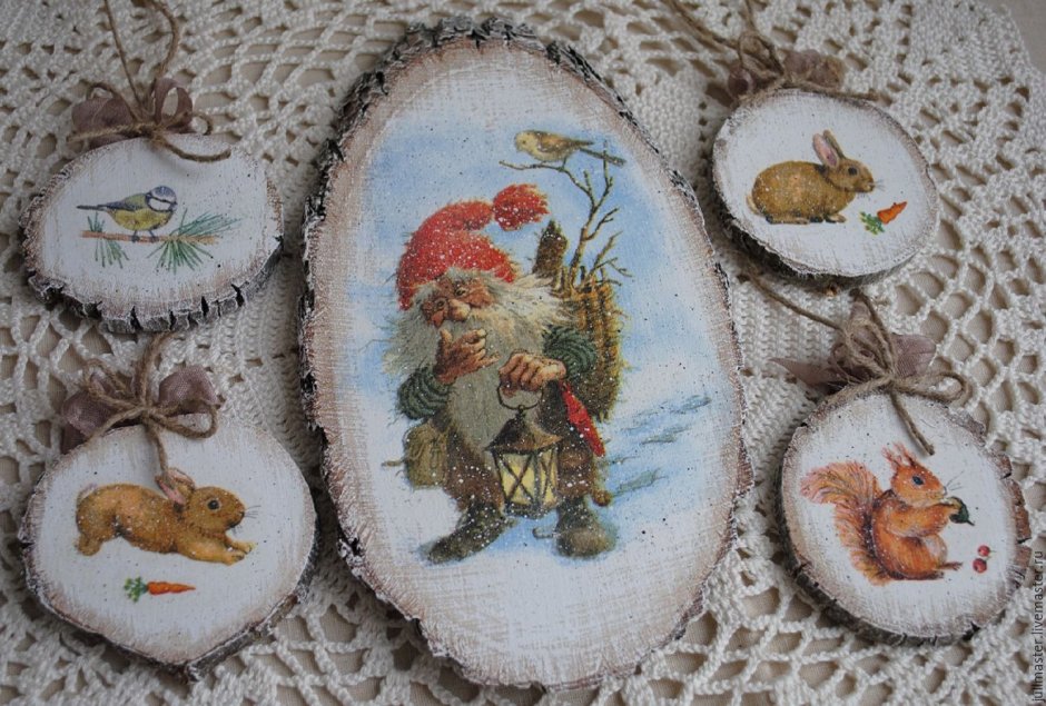 Декупаж на спиле дерева