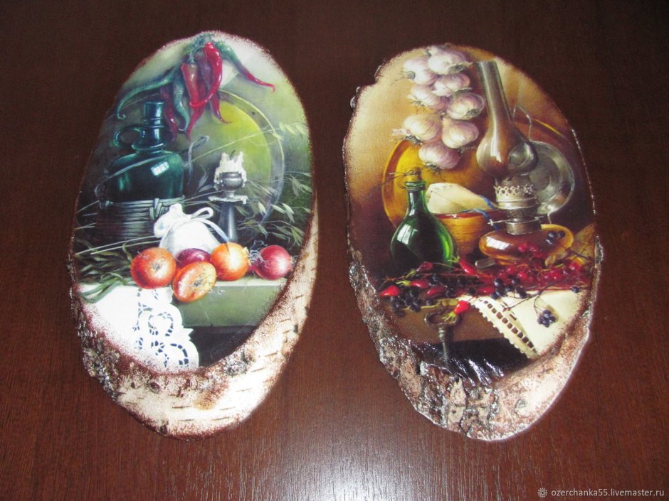 Декупаж панно на спиле дерева