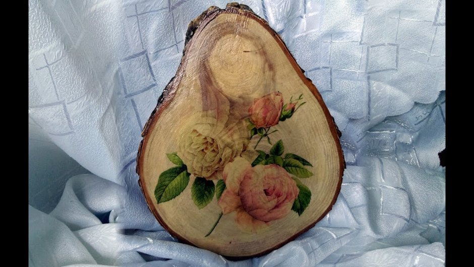 Декупаж салфетками на спиле дерева