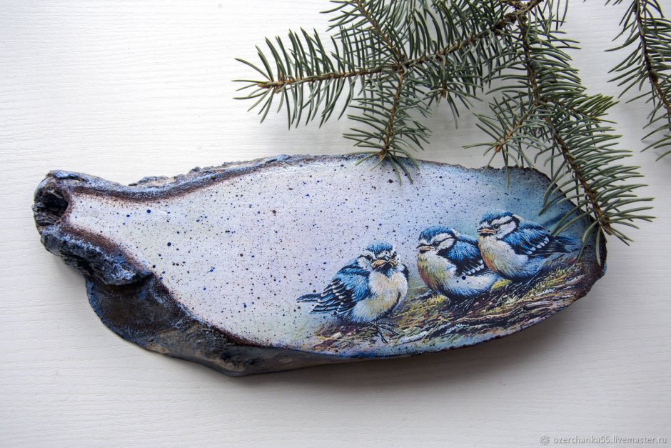 Декупаж панно на спиле дерева