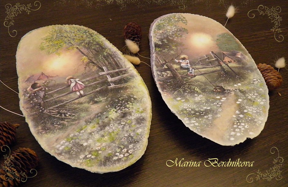 Декупаж на спиле дерева