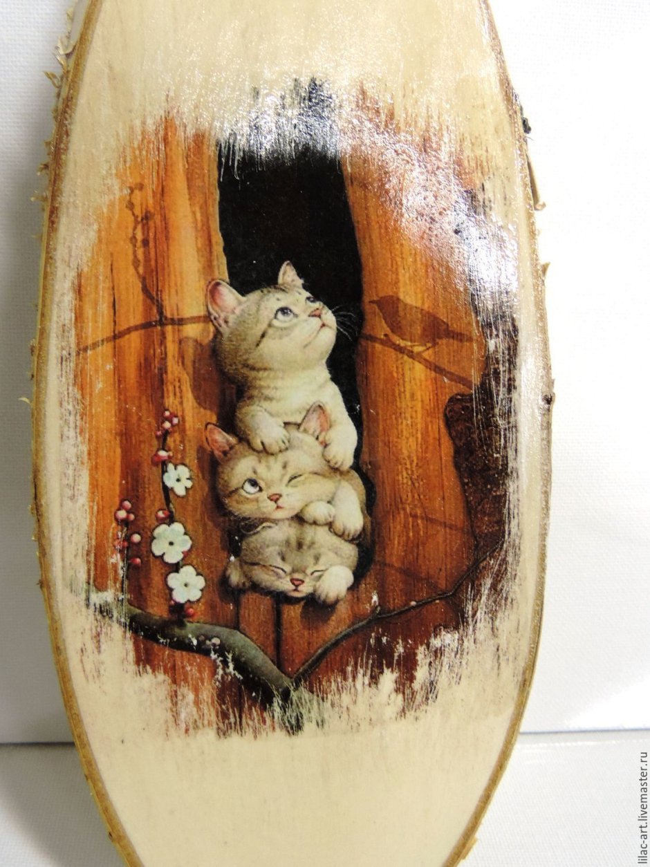 Декупаж на спиле дерева
