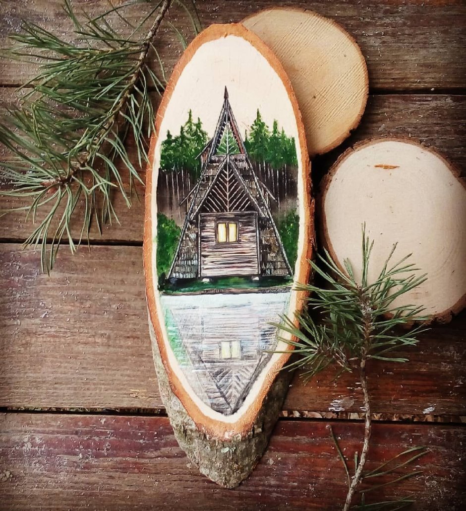 Декупаж на спиле дерева