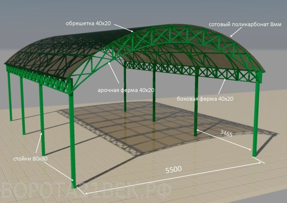 Автонавесы из поликарбоната 3х5