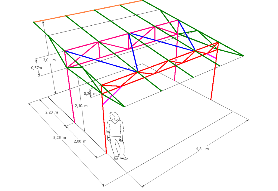 Чертеж односкатного навеса