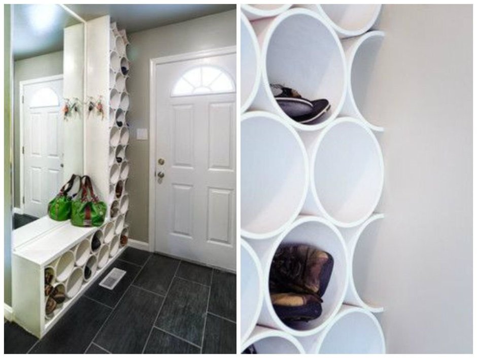 Обувница из пластиковых труб